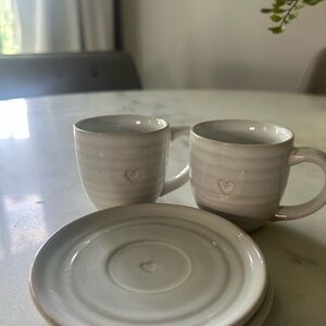 Elegant White Ceramic Mini Mug and Saucer Set